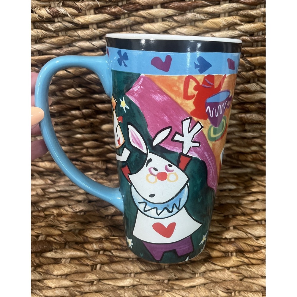 Vintage Disney Store Alice in Wonderland Abstract Tall Coffee Tea Mug Cup 6.5" - Picture 3 of 7